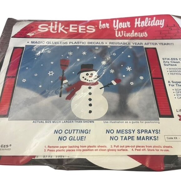 Vintage Stik-ees Reusable Snowman Decorations - Picture 1 of 2